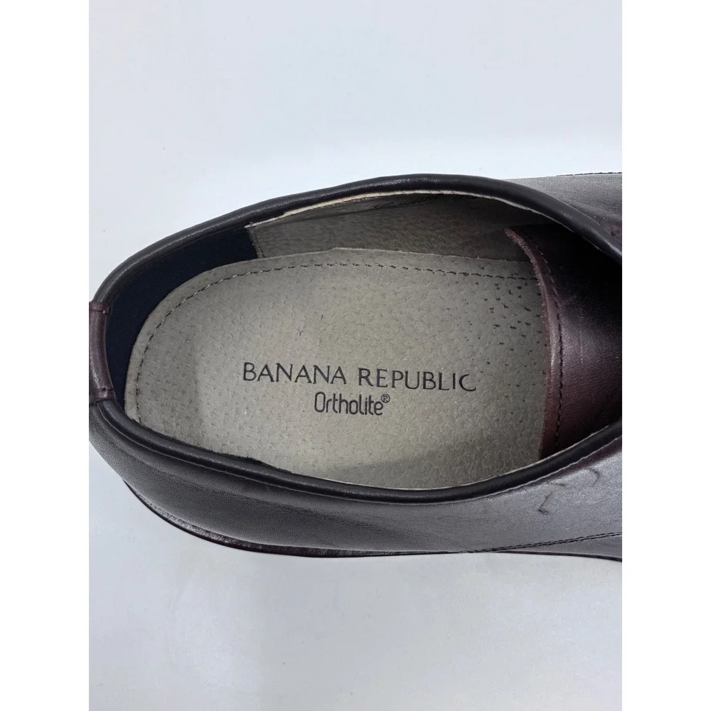 Banana Republic Mens Italian Leather Ortholite Derby Shoes Dark Brown 12M Preppy